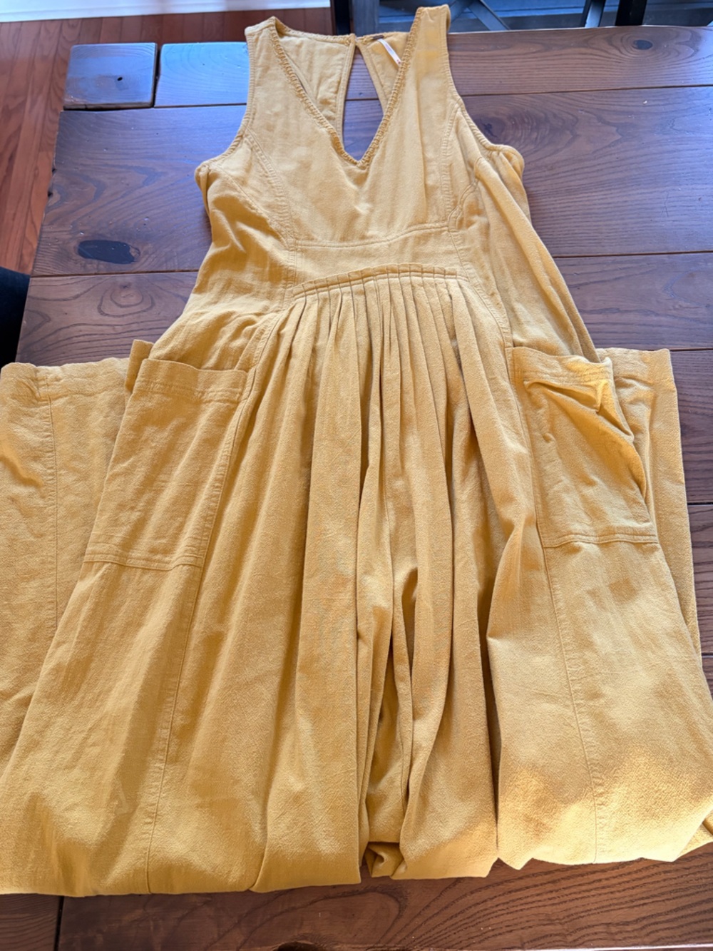 Free People Honey Yellow Keyhole Wide-Leg Jumpsuit - Picture 7 of 10